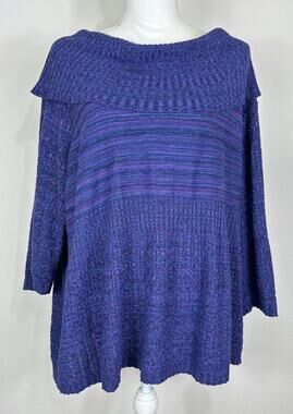 Catherines 3X Petite Purple Knit Tunic Sweater Plus Size